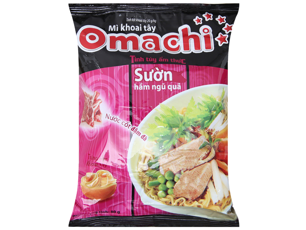 Mì Omachi khoai tây Sườn gói 80g Thùng  30 gói